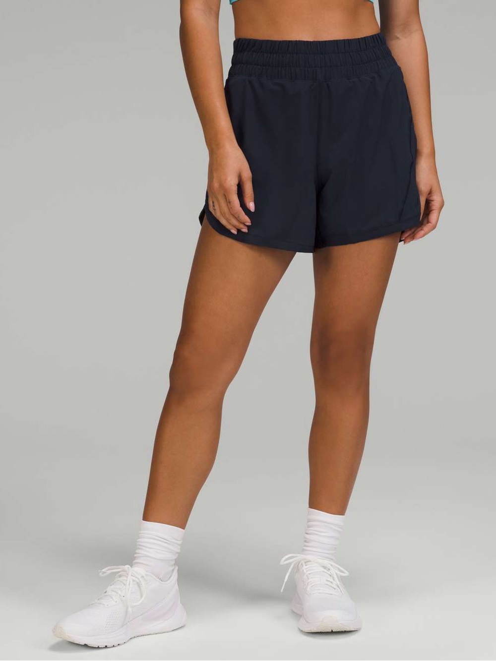 Women's Navy Athletic Shorts with Elastic Waist